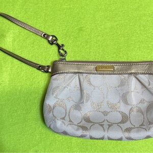 Coach Beige and Gold Women's Wristlet